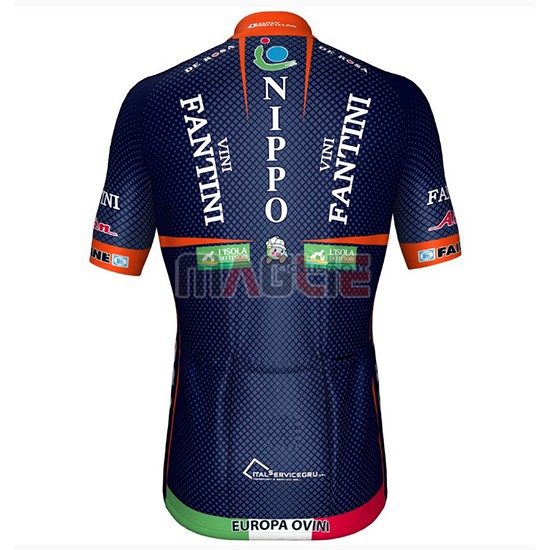 2018 Maglia Nippo Vini Fantini Europa Ovini Manica Corta Spento Blu